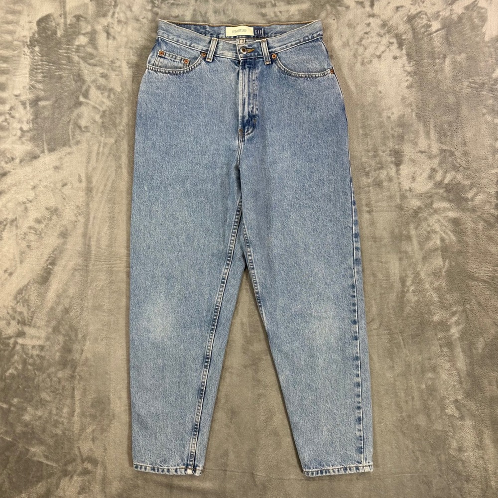 Vintage Gap Reverse Jeans Womens Size 8 Light Blue High Waisted Tapered Leg
